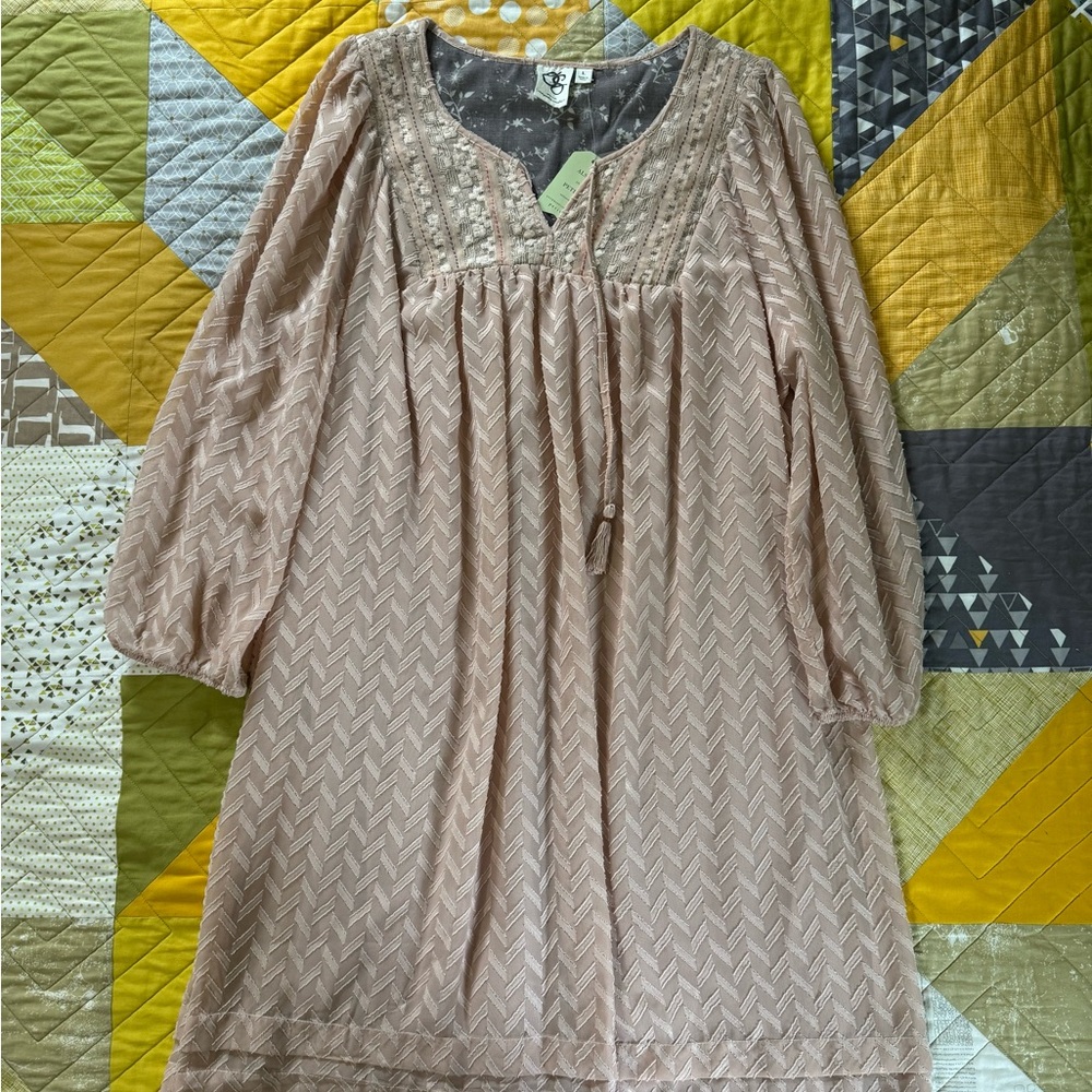 Anthropologie Elegant Pink Chevron Dress